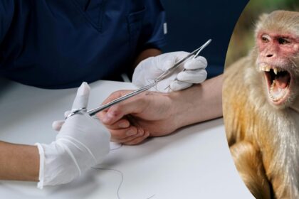 मोदी चीनी मिल में बंदरों का आंतक, गार्ड का जबड़ा नों