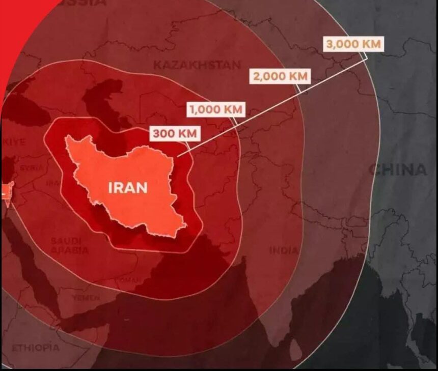 ईरान मिसाइल रेंज मानचित्र