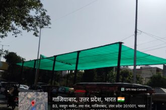 गाजियाबाद में रेड लाइटों पर लग रही ग्रीन नेट